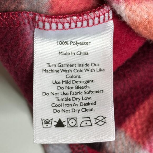 Eddie Bauer Red Plaid Half Zip Sweater Fleece Pullover Womens Size Small Winter - Picture 8 of 9